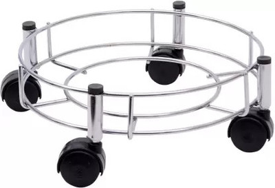 MY International LPG Cylinder Stand and Stainless Steel Cylinder Trolley Movable with Wheels Gas Cylinder Trolley(Silver)