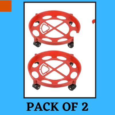 senoprime Multipurpose Red Trolley for Gas Cylinder with Rotating Wheels Gas Cylinder Trolley(Red, Pack of 2)