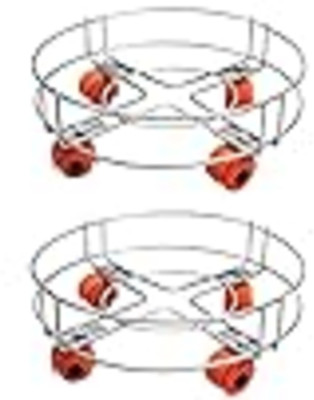 NUVIO Stainless Steel LPG Cylinder Trolley with Wheels for Kitchen (Pack of 2) Gas Cylinder Trolley(Steel, Orange)