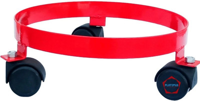 PLATIPUS Gas Cylinder Trolley with Wheels Metal Stand 360 Rotation Kitchen Gas Trolly30cm Gas Cylinder Trolley(Red)