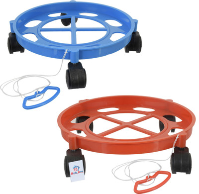 Heart Home 2 Pieces LPG Cylinder Trolley Easily Movable Stand with Wheels,Gas Cylinder Stands,Gas Cylinder Trolley (Blue & Red) Gas Cylinder Trolley(Multicolor)