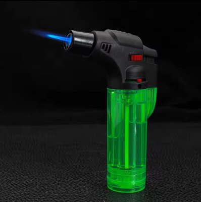 Iris Grape ® Jet Flame Lighter Windproof Gas Butane Camping BBQ Refillable Plastic Gas Lighter(Green, Pack of 1)