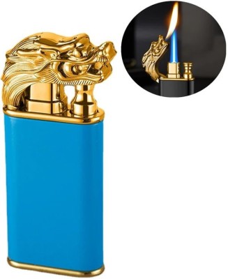 Orelius Fire New Blue Flame Metal Crocodile Dragon Tiger Double Fire Lighter Steel Gas Lighter(Blue, Pack of 1)