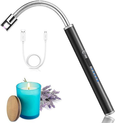 Shopeleven Lighter with Flashlight,Electric USB Rechargeable Arc Lighter with Long Flexible Plastic, Aluminium Electronic Gas Lighter(Black, Pack of 1)