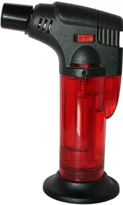 ZipFlame ® Windproof Turbo Jet Flame Cigarette Lighter with Stand, Flame Lock Button Plastic Gas Lighter(Red, Pack of 1)
