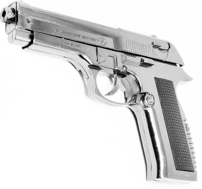 MANIORZO Fully Metal 608 Gun Shaped Jet Flame Cigarette Lighter Steel Gas Lighter(Silver, Pack of 1)