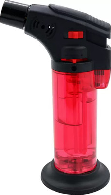 ZipFlame ® Refillable Red Windproof Jet Flame Blow Torch Lighter with Stand Plastic Gas Lighter(Red, Pack of 1)