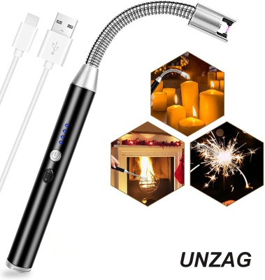 UNZAG 360 Degree Flexible Rechargeable Electric Kitchen forCandle_Stove Aluminium Electronic Gas Lighter(Black, Pack of 1)