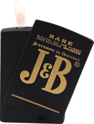 Iris Grape ® Golden J&B Black Emblem Refillable Windproof Jet Flame Cigarette Pocket Iron, Steel Gas Lighter(Black, Pack of 1)