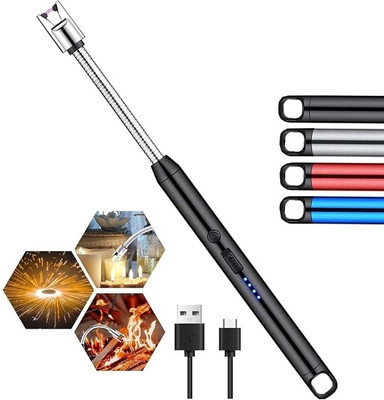 DeoDap USB Rechargeable Flexible Arc Lighter - Windproof & Flameless Plasma Design Plastic Electronic Gas Lighter(Multicolor, Pack of 1)
