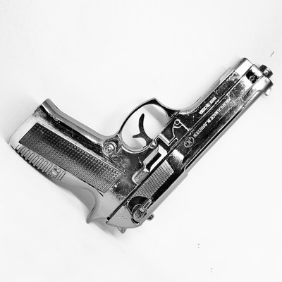 Huayue ™608 Real Look Pull Back Loaded Gun Jet Flame & Windproof Lighter Steel Gas Lighter(Silver, Pack of 1)