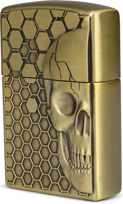 First Dot Lighter Windproof Cigarette Lighter for Men Lighter Skull Skeleton Cool Lighter for Men Refillable Metal Pocket Lighter | Cool Skeleton Design Pocket Lighter(Gold)