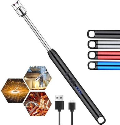 CRAFTDEN Usb Rechargeable Flexible Arc Lighter - Windproof & Flameless Plasma Design Plastic Electronic Gas Lighter(Multicolor, Pack of 1)