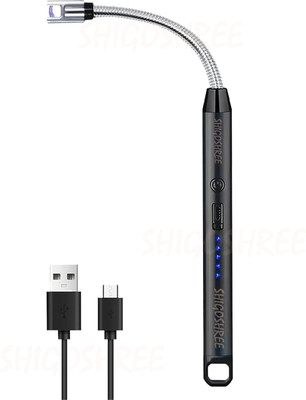 SHIGOSHREE Rechargeable Electric Lighter For Stove & Candle Lighter with USB Charging Port Steel Electronic Gas Lighter(Multicolor, Pack of 1)