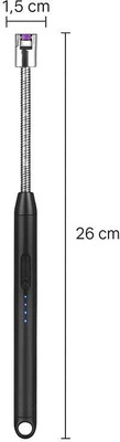 SSG Rechargeable Electric Lighter for Candle,Gas Stove with 360° Flexible Windproof Iron Gas Lighter(Black, Pack of 1)