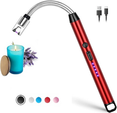 AR NextGen Electric Rechargeable Gas Lighter/Plasma Lighter Flameless Windproof Gas Lighter Steel Electronic Gas Lighter(Red, Pack of 1)