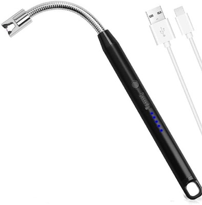 FINARO USB Rechargeable Electric Gas Lighter for Kitchen Gas Stove Steel, Plastic Electronic Gas Lighter(Black, Pack of 1)