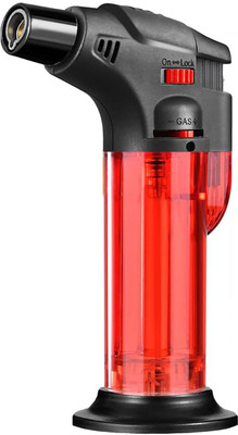 VIOVI Red Jet Flame Lighter Blow Torch Refillable Culinary Kitchen Gas Lighter Plastic Gas Lighter(Multicolor, Pack of 1)