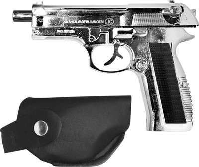 Kingdom ™608 Complete Silver Gun Lighter with Barrel Pull Back Gun Steel Gas Lighter(Silver, Pack of 1)