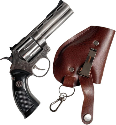 JGG Jain Gift Gallery Antique Lightweight Without Gas Revolver Gun Banduk Shape Cigarette Gas Lighter Silver, Steel Gas Lighter(Silver, Pack of 1)