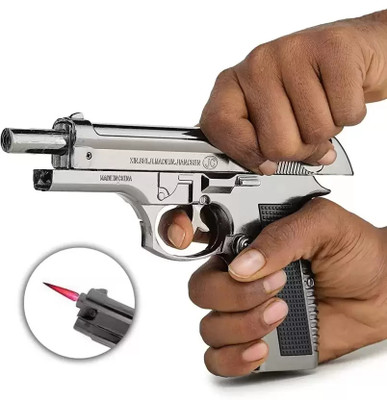 Iris Grape ® 508 Gun Style Machine Lighter with Loading System With Pull Back System Steel Gas Lighter(Silver, Pack of 1)