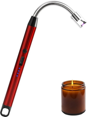PRATYANG Rechargeable Gas Lighter For Kitchen Stove,Candle, 360deg Flame Adjustable P173 USB Rechargeable Electric Lighter for Kitchen, Pooja Room, Candles, BBQ P173 Cigarette Lighter(Red)