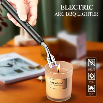GJSHOP Electric Gas Lighter for Kitchen, Pooja Room, Candles, BBQ 360 Degree Flexible Steel Electronic Gas Lighter(Black, Pack of 1)