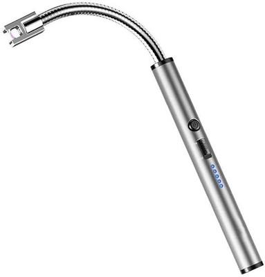 GJSHOP Lighter Flameless Windproof USB Lighter 360° Flexible Neck Arc Lighter Plastic, Aluminium Electronic Gas Lighter(Silver, Pack of 1)