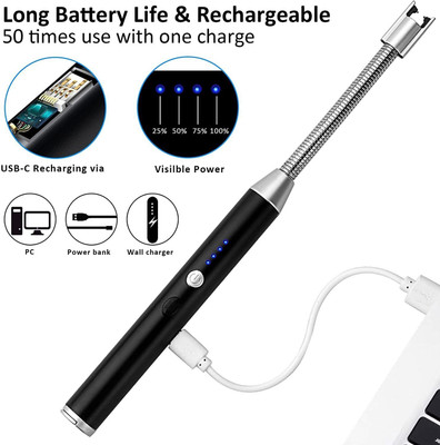COOLZONE 360 Degree Flexible Rechargeable Electric Kitchen Lighter for Gas Candle_Stove Plastic, Steel Electronic Gas Lighter(Multicolor, Pack of 1)
