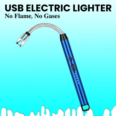 SACRO Rechargeable Electric (Gas Lighter) With LED Display for Kitchen, Candles AS62 Steel Electronic Gas Lighter(Silver, Pack of 1)