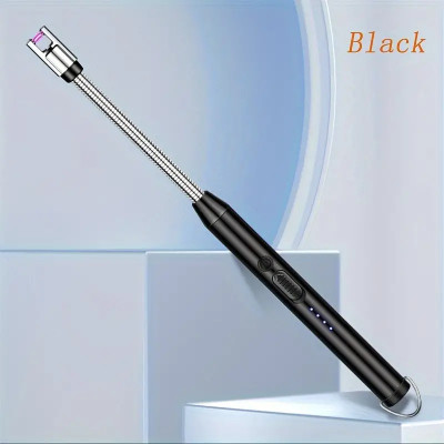 GJSHOP Electric Lighter for Candles Rechargeable Arc Lighter Plasma Flameless Windproof Steel Electronic Gas Lighter(Black, Pack of 1)