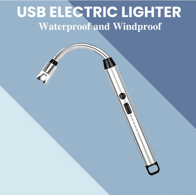 SACRO Rechargeable Electric (Gas Lighter) With LED Display for Kitchen, Candles AS370 Steel Electronic Gas Lighter(Silver, Pack of 1)