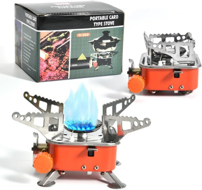 SHIVTRADRE Mini Gas Stove Outdoor Portable Square Gas Burner Camping Picnic Folding Stove Aluminium Manual Gas Stove(1 Burners)