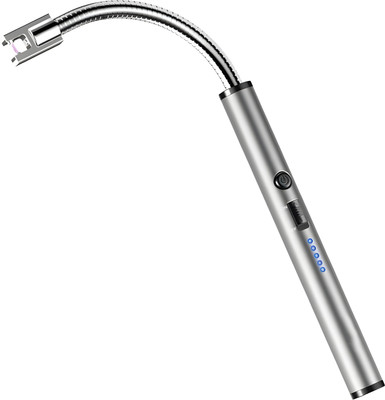 WBD Rechargeable Electric Gas Arc ,Candle Lighters with Flexible Neck For Kitchen Steel, Plastic Electronic Gas Lighter(Silver, Pack of 1)