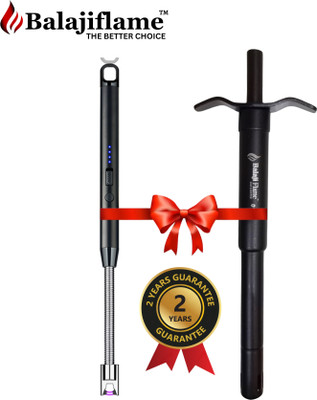 Balaji flame Prime Black Gas Lighter + Electric Rechargebale lighter Steel Electronic Gas Lighter(Black, Pack of 2) Balaji flame Prime Black Gas Lighter + Electric Rechargebale lighter Steel Electronic Gas Lighter(Black, Pack of 2)