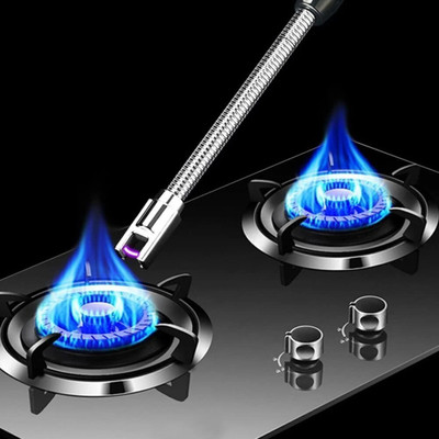 PRATYANG Rechargeable Gas Lighter For Kitchen Stove,Candle, 360deg Flame Adjustable P344 Steel, Plastic Electronic Gas Lighter(Multicolor, Pack of 1)