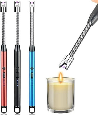VISHMART ARC BBQ LIGHTER Plastic Electronic Gas Lighter(Black, Silver, Pack of 1)