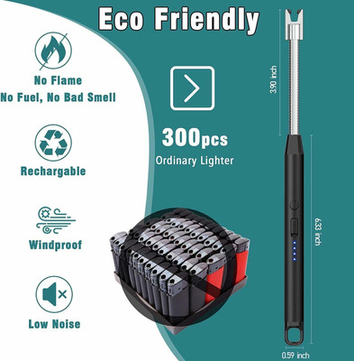 ND BROTHERS Rechargeable Gas Lighter For Kitchen Stove,Candle, 360deg Flame Adjustable ND738 Steel, Plastic Electronic Gas Lighter(Multicolor, Pack of 1)