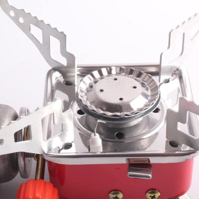 SHIVTRADRE Mini Gas Stove Outdoor Portable Square Gas Burner Camping Picnic Folding Stove Aluminium Manual Gas Stove(1 Burners)