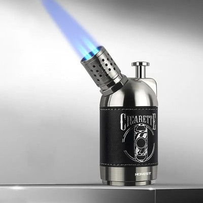 Quick Flame Honest Four Flame Butane Gas Cigar Lighter Honest Four Flame Butane Gas Cigar Lighter Pocket Lighter(Silver)