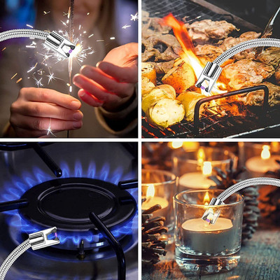 Fulkiza Rechargeable Gas Lighter For Kitchen Stove,Candle, 360deg Flame Adjustable ND563 Steel, Plastic Electronic Gas Lighter(Multicolor, Pack of 1)