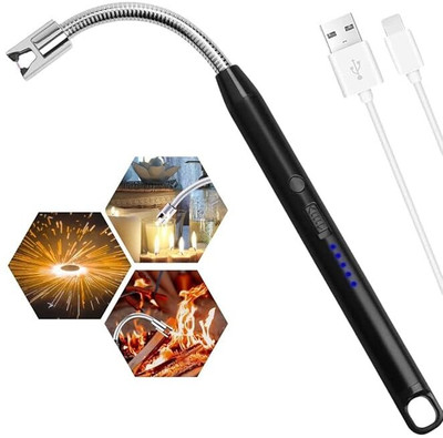 LuckyGifts USB Plasma Rechargeable Electric Gas Lighter for Kitchen kitchen lighter Pocket Lighter(black)