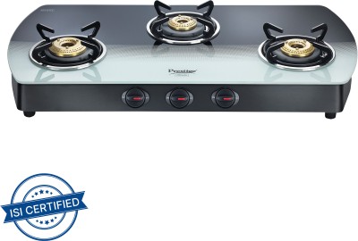 Prestige Premia Glass Manual Gas Stove(3 Burners)