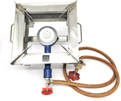 Nyra Stainless Steel Single Burner Square Chulha Canteen Bhatti Commercial Gas Stove Stainless Steel Manual Gas Stove(1 Burners)