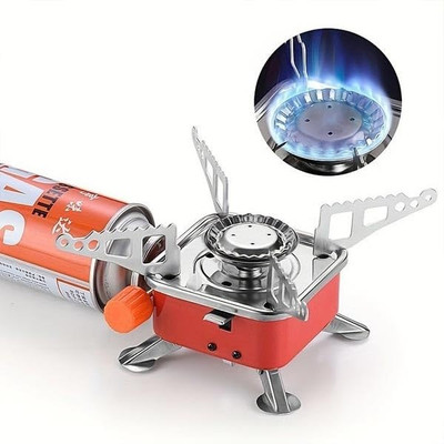 ZUNCLLIN Portable Camping Stove, Lightweight Foldable Gas Burner for Hiking & Travel Aluminium Manual Gas Stove(1 Burners)