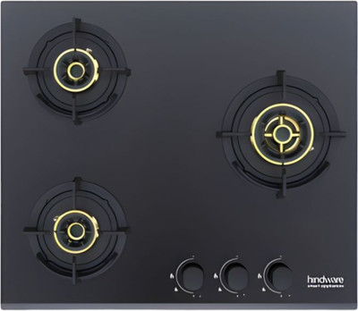 Hindware HAZEL 3B 60 CM | Full Brass Burners | Auto Ignition | Flame Guard | Built in Glass Automatic Hob(3 Burners)