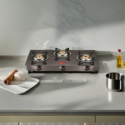 Pigeon Brunet Glass Manual Gas Stove(3 Burners)