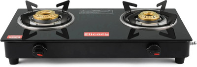 Elicacy Toughened Glass Gas Stove Cooktop Manual LPG Gas Glass Manual Gas Stove(2 Burners)