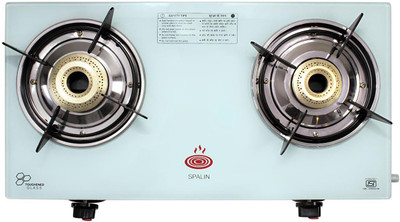 Spalin 2 Burner Gas Stove – Cook with Confidence (BIS Certificate) WHITE Aluminium Manual Gas Stove(2 Burners)