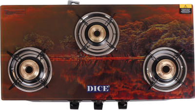 Dice B3 Yellow tree Premium Digital Glass Manual Gas Stove(3 Burners)